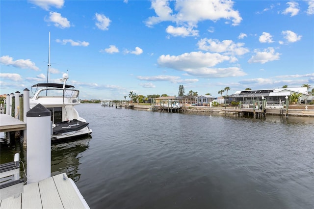 dock area featuring a water view