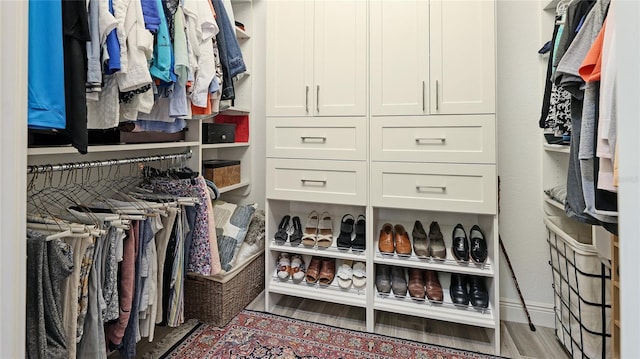 spacious closet with light wood-type flooring