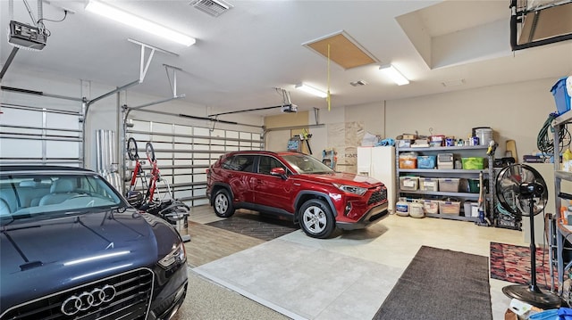 garage with a garage door opener