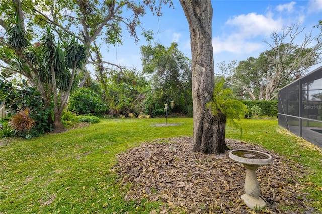 view of yard featuring a lanai