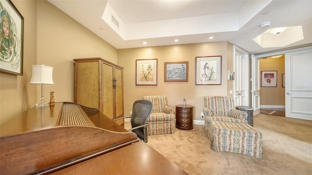 living area with carpet floors