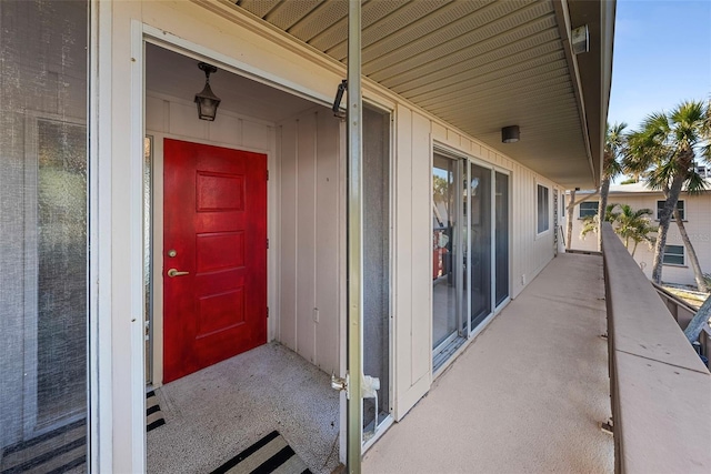 doorway to property with a balcony