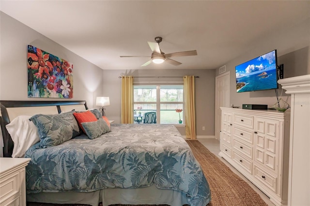 bedroom featuring ceiling fan