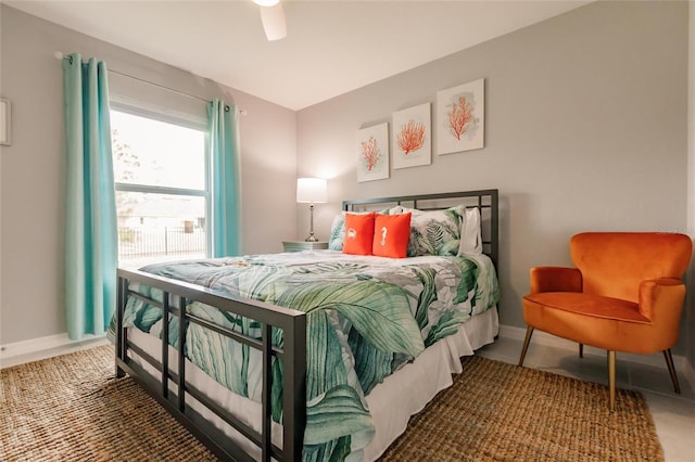 bedroom featuring ceiling fan