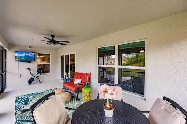 view of patio with ceiling fan