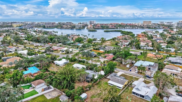 bird's eye view featuring a water view