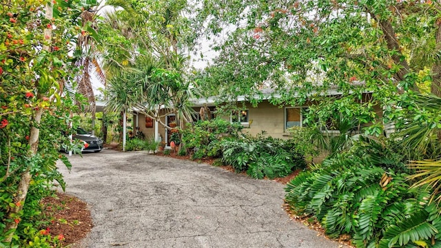 exterior space featuring a carport