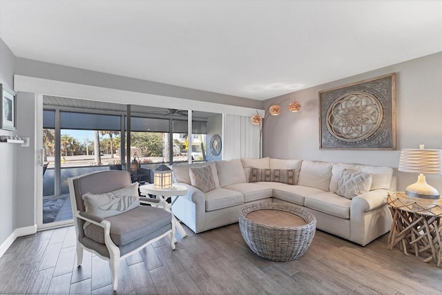 living room with hardwood / wood-style floors