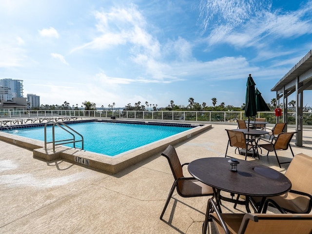 view of pool featuring a patio area