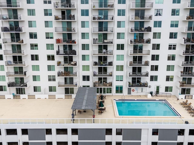 view of pool with a gazebo