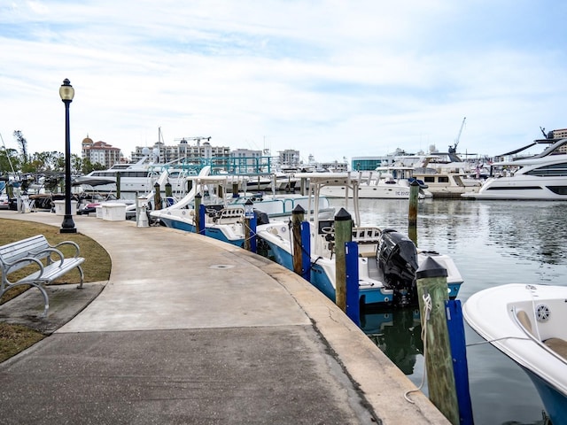 view of dock featuring a water view