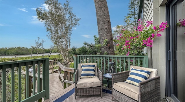 wooden balcony featuring a wooden deck