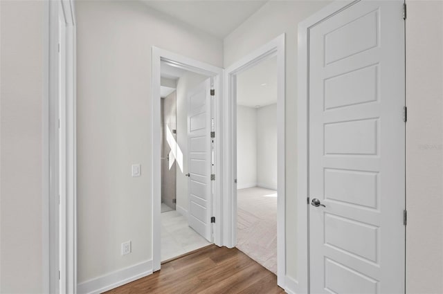 hallway featuring hardwood / wood-style flooring