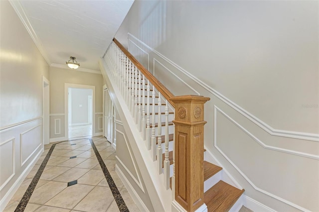 staircase with tile patterned flooring