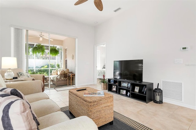 view of tiled living room