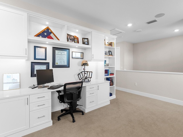 view of carpeted office space