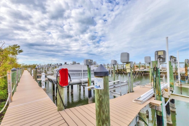 dock area featuring a water view