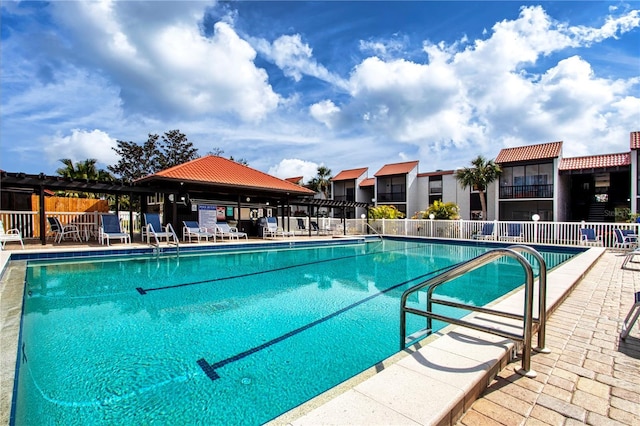 view of pool featuring a patio area and a gazebo