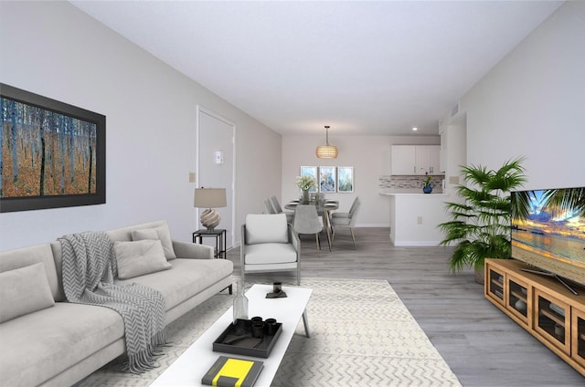 living room with light wood-type flooring