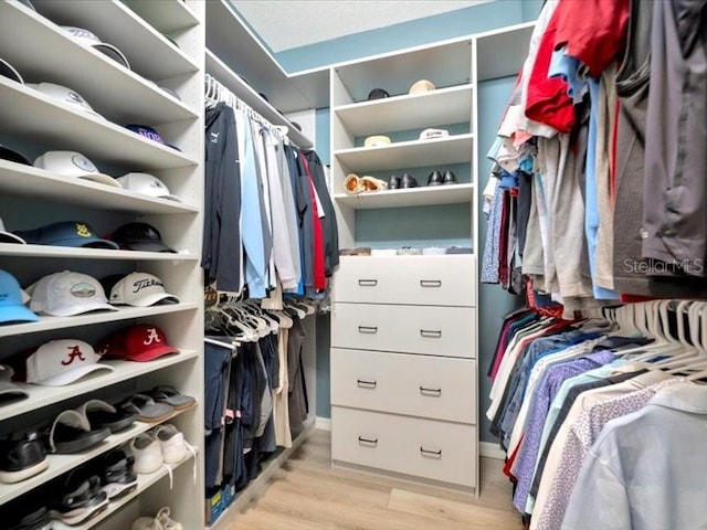 spacious closet with light hardwood / wood-style floors