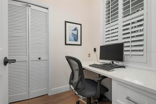 office featuring wood-type flooring