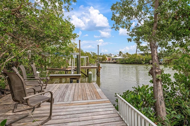 view of dock featuring a water view