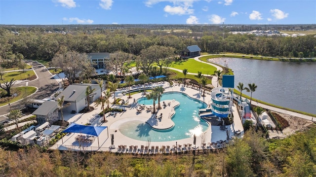 bird's eye view featuring a water view