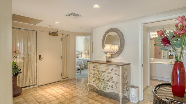 hallway with sink