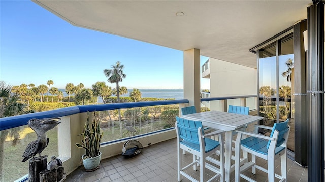 balcony with a water view