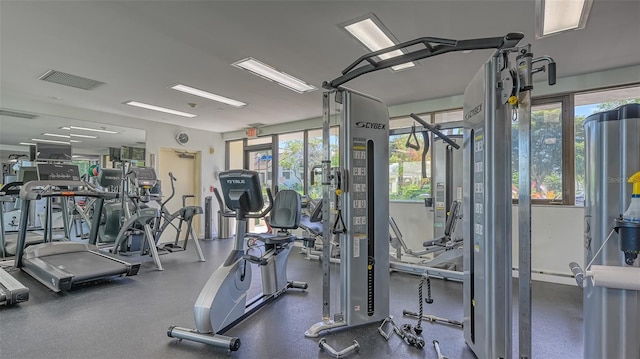 gym with a wealth of natural light