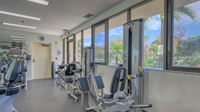 exercise room with a healthy amount of sunlight