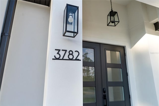 property entrance with french doors