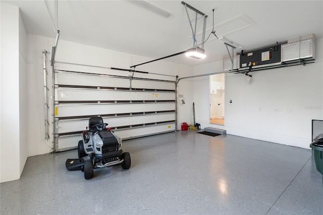 garage with a garage door opener