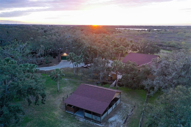 view of aerial view at dusk