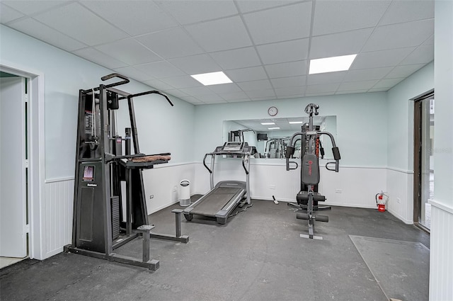 304 Pine Run Dr, Osprey, FL 34229 - workout room featuring a paneled ceiling