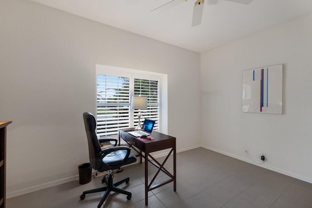 home office with ceiling fan