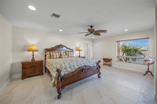 bedroom featuring ceiling fan