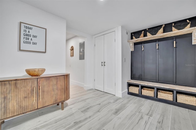 mudroom with electric panel