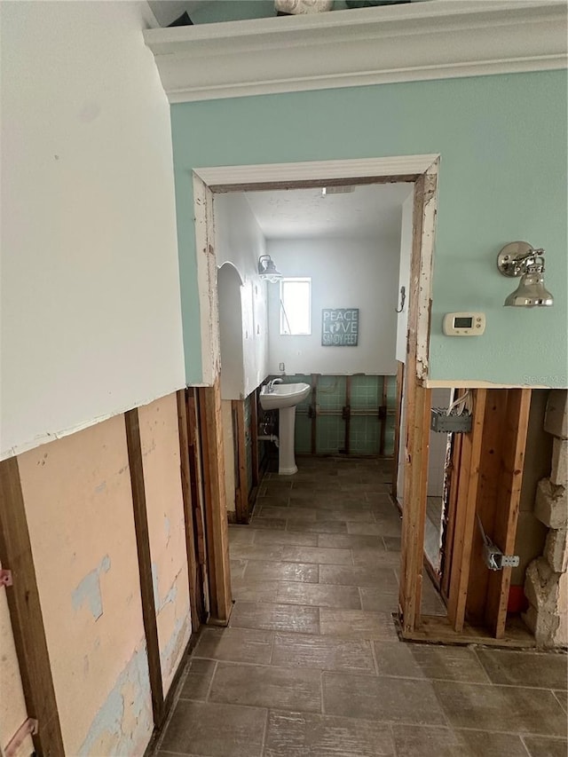 hall with sink