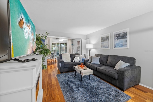 living room with hardwood / wood-style floors