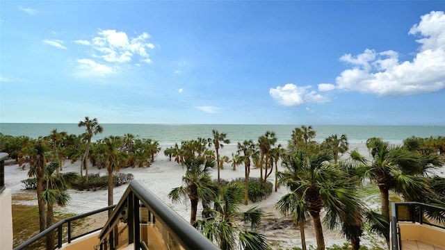 property view of water with a beach view