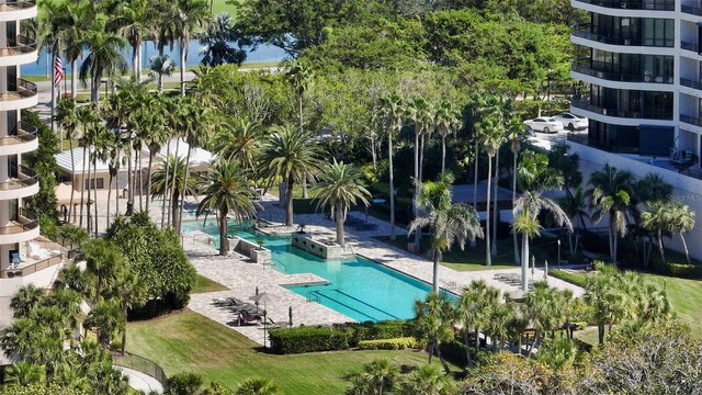 view of pool featuring a patio