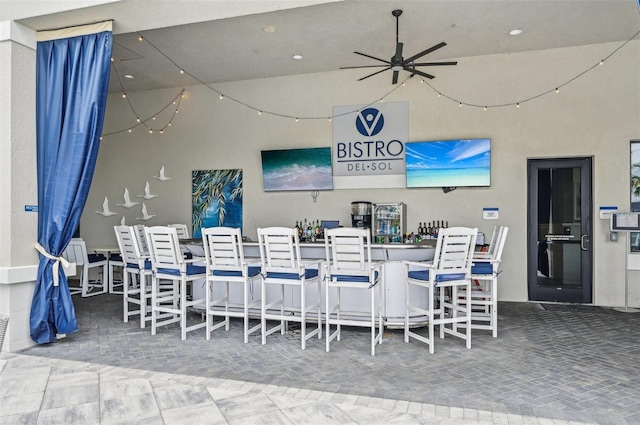 dining room with ceiling fan