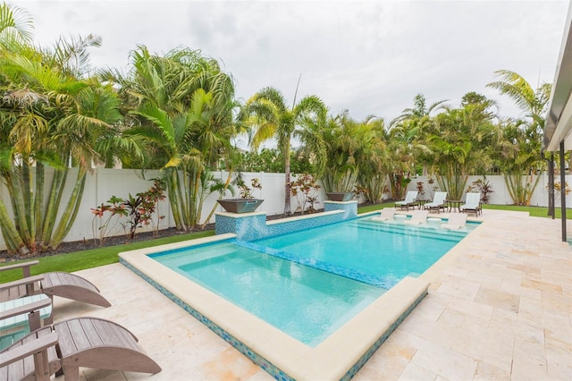 view of swimming pool with a patio area