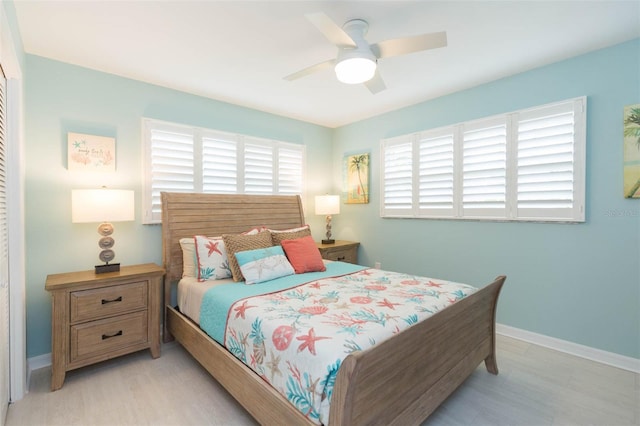 bedroom featuring ceiling fan