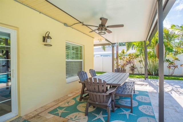 view of patio / terrace with ceiling fan