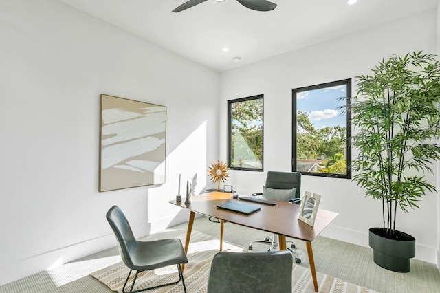 home office featuring ceiling fan