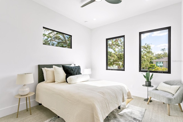 bedroom featuring ceiling fan