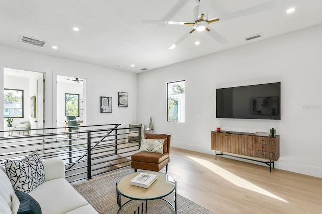 living room featuring light wood-type flooring