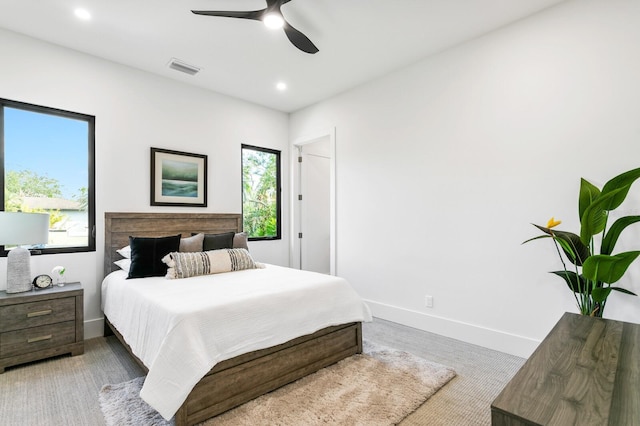 bedroom featuring ceiling fan